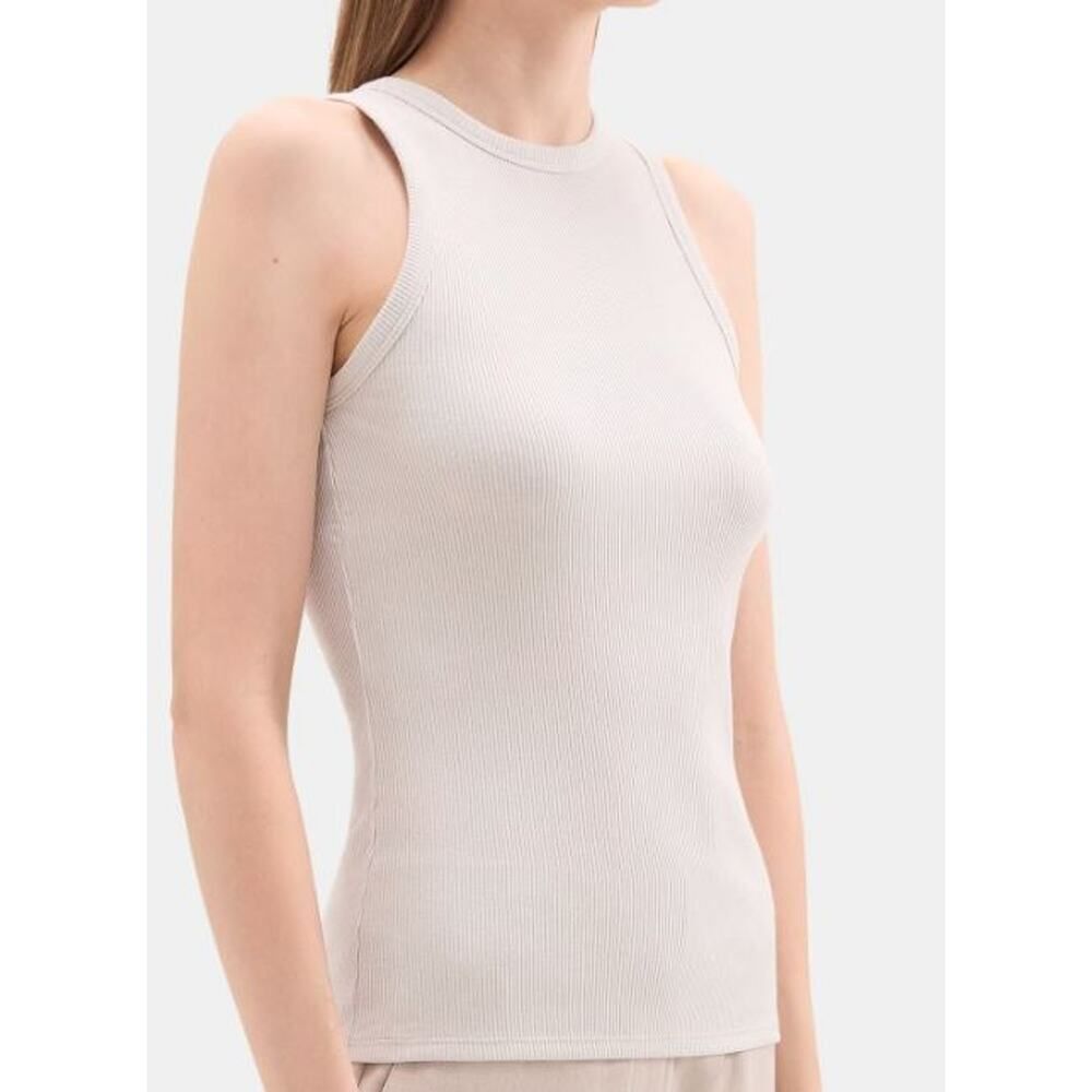 Theory Women's Fitted Tank O _ 2 Compact Rib Top Sz P NWT 130 Lunar Rock IRRG